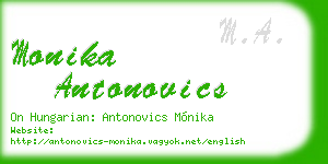 monika antonovics business card
